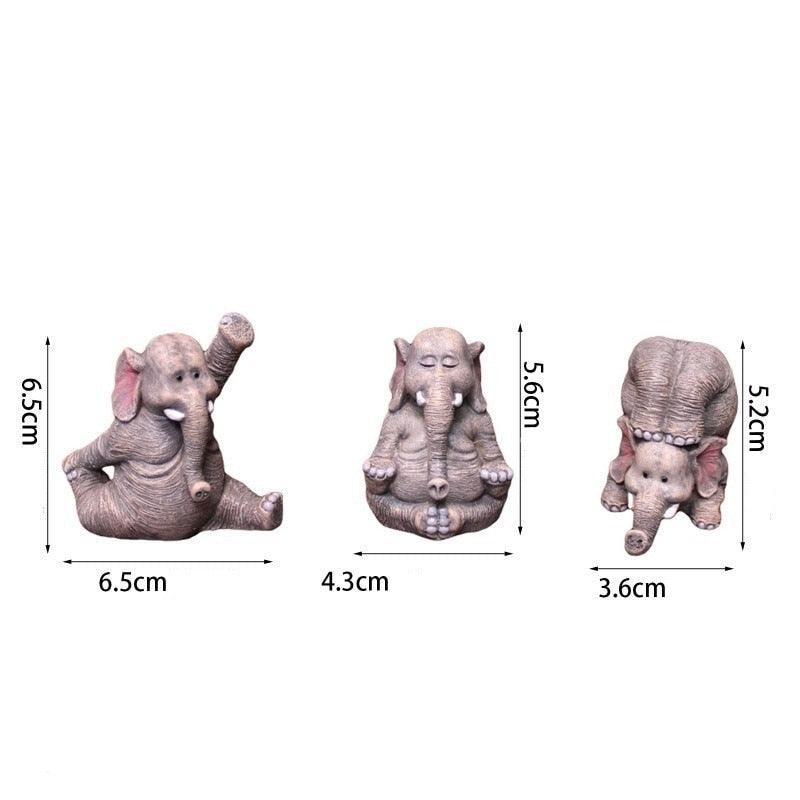 Estatuetas Família Elefante Yoga 3 peças - My Store